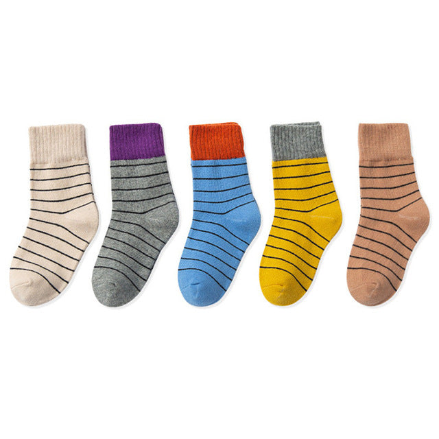 5pairs/lot Autumn Winter New Kids Cotton socks